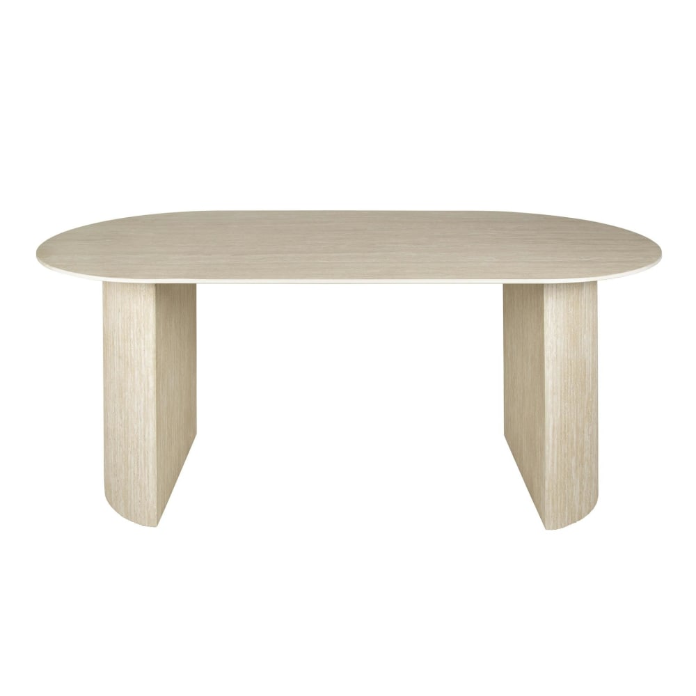 Table de repas moderne plateau ovale en céramique travertin 180 cm
