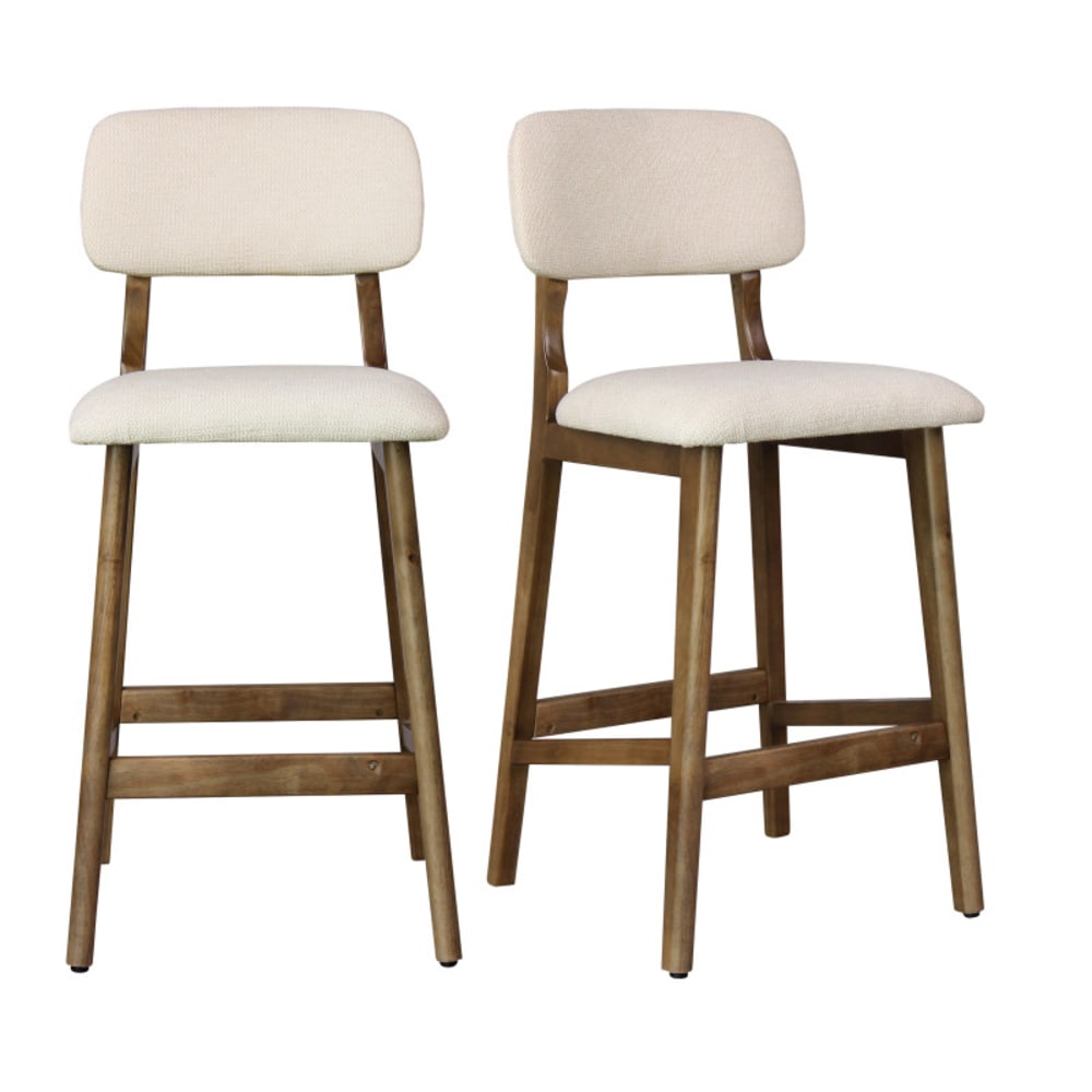 Moloo Barstühle aus Stoff und Walnussholz, Leinenfarbe (x2) style modern Beige Stoff