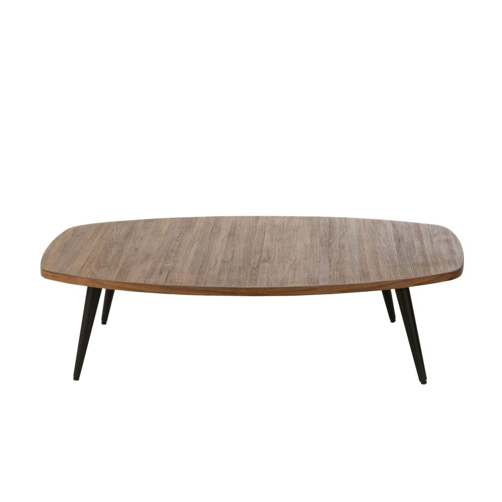 Table basse ovale en teck recyclé brossé et en métal L120