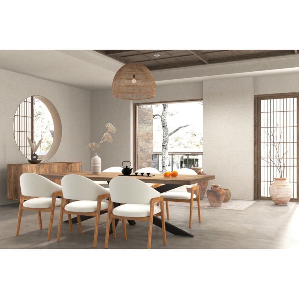 Stoffstuhl in Ecru und Esche Natur (x2) - Maisons Du Monde