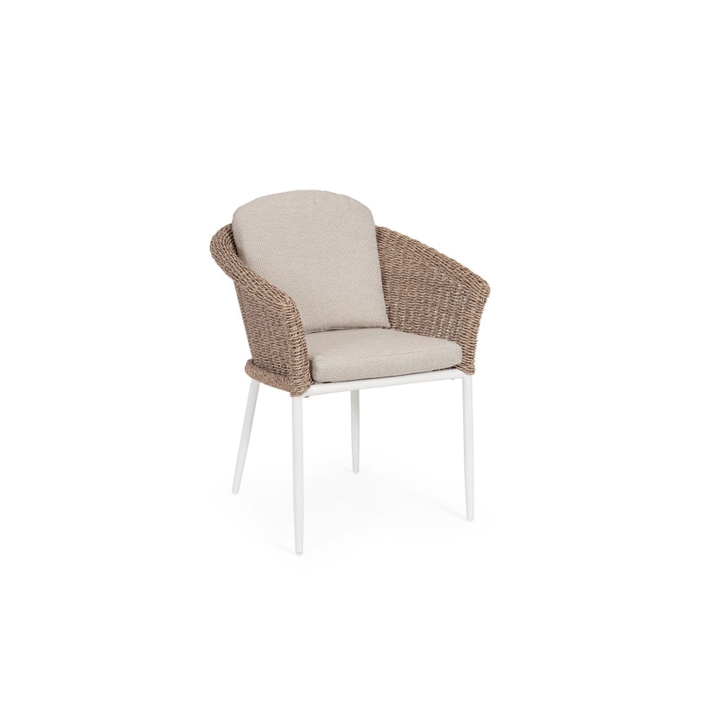 lot de 2 fauteuils de jardin tressés et hydrofuges beiges