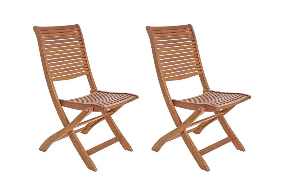 Lot de 2 chaises de jardin pliantes en acacia
