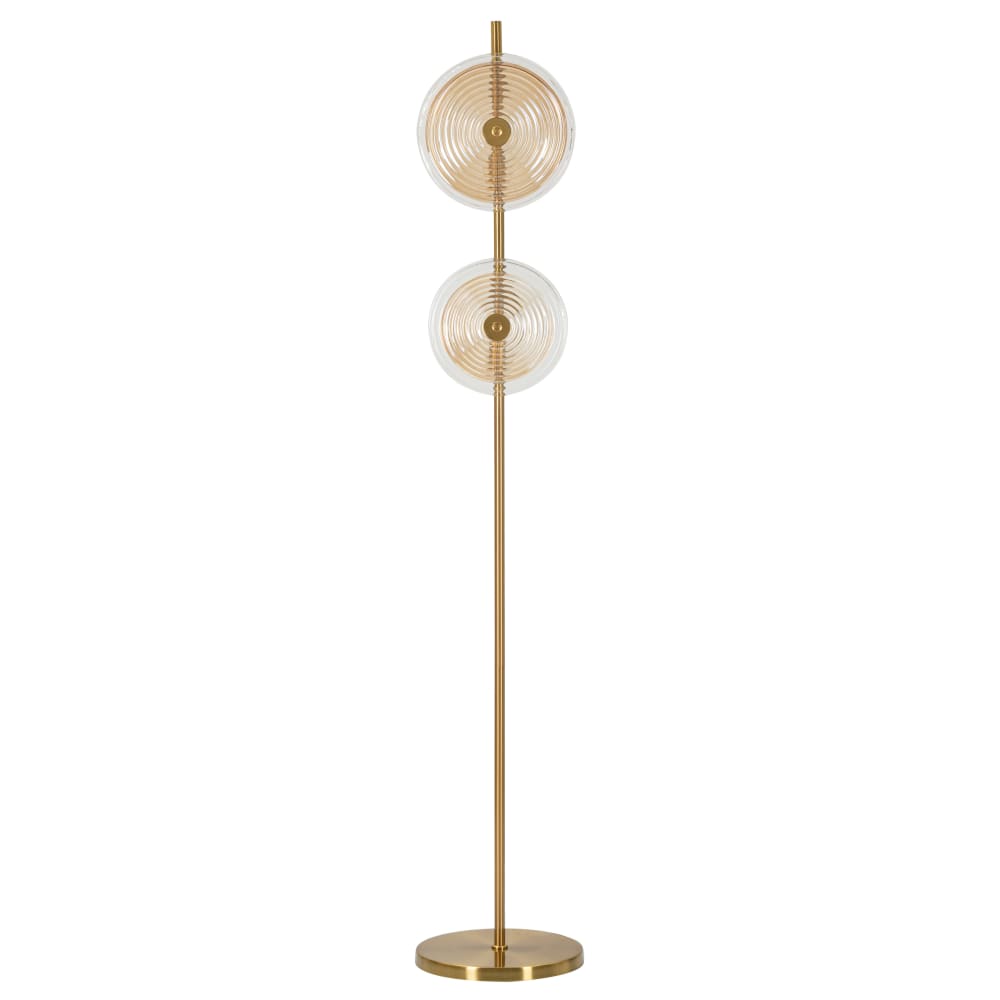 Lampadaire en métal doré et verre Ø 30x170 cm