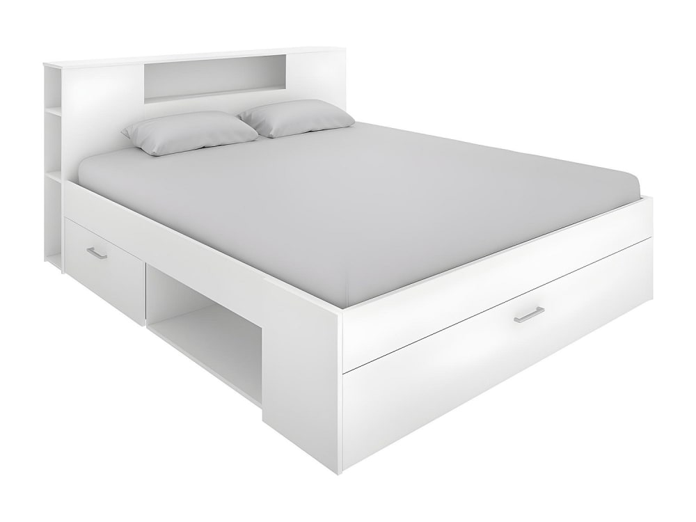 Cadre de lit effet bois blanc 160 x 200 cm