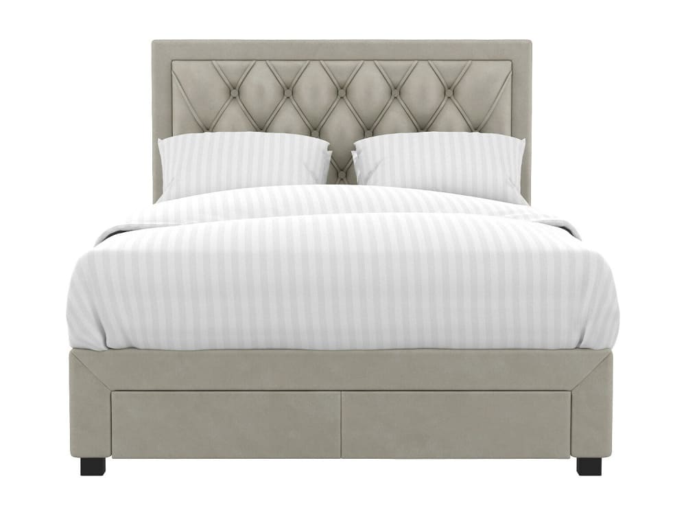 Cadre de lit velours beige 140 x 190 cm