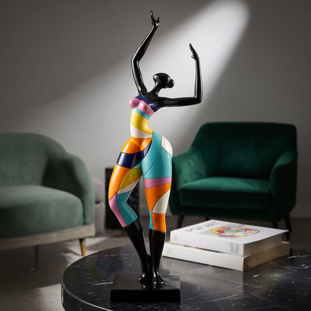 Mauro Ferretti Mehrfarbige Dame aus Kunstharz, 12,5 x 10 x 38 cm Mehrfarbig