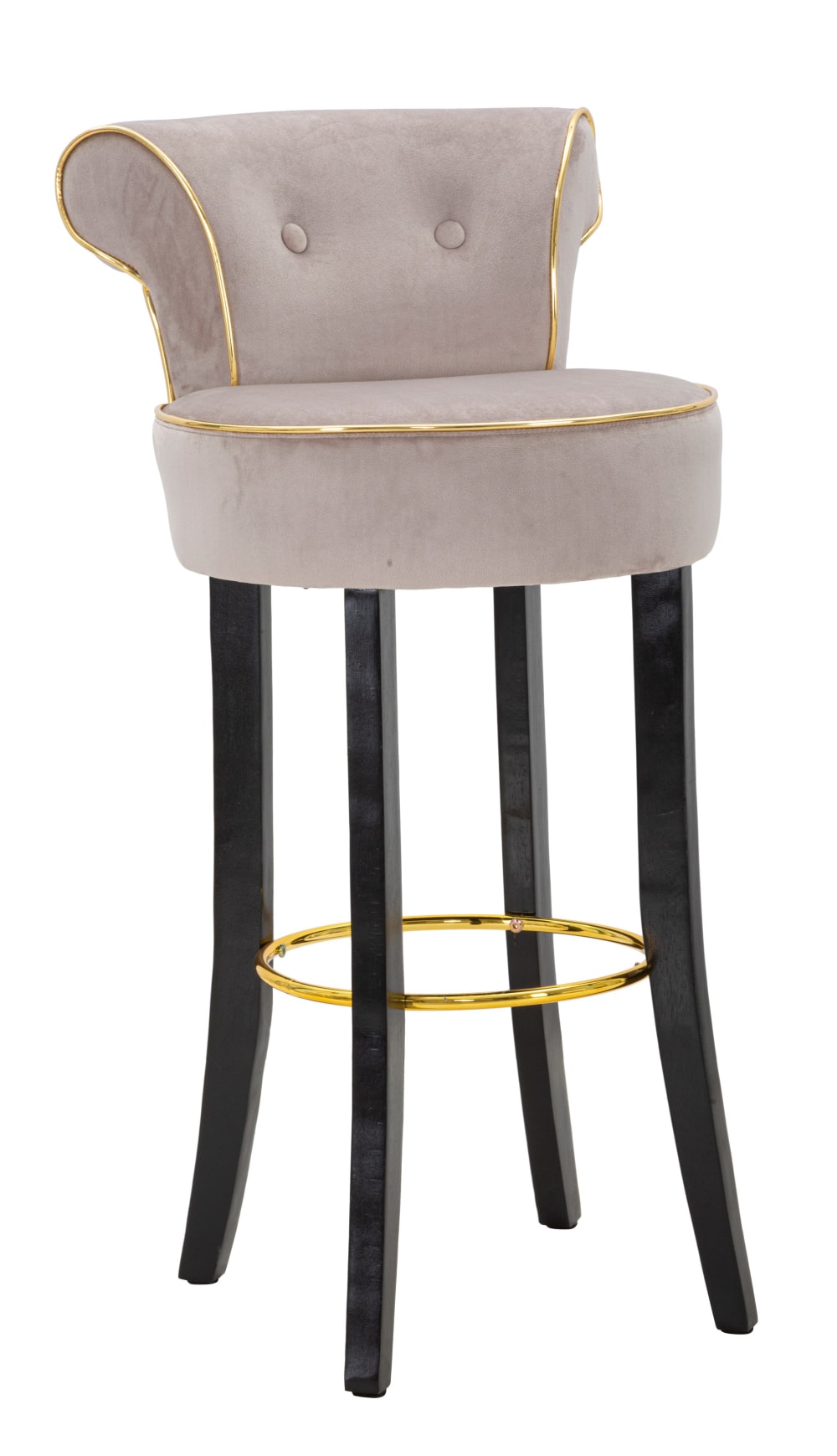 Tabouret de bar en bois et tissu gris 46x48x96 cm