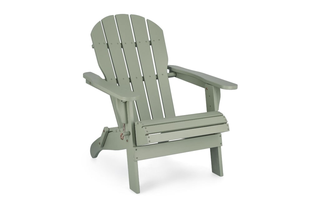 Fauteuil relax pliant à accoudoirs en bois vert gris