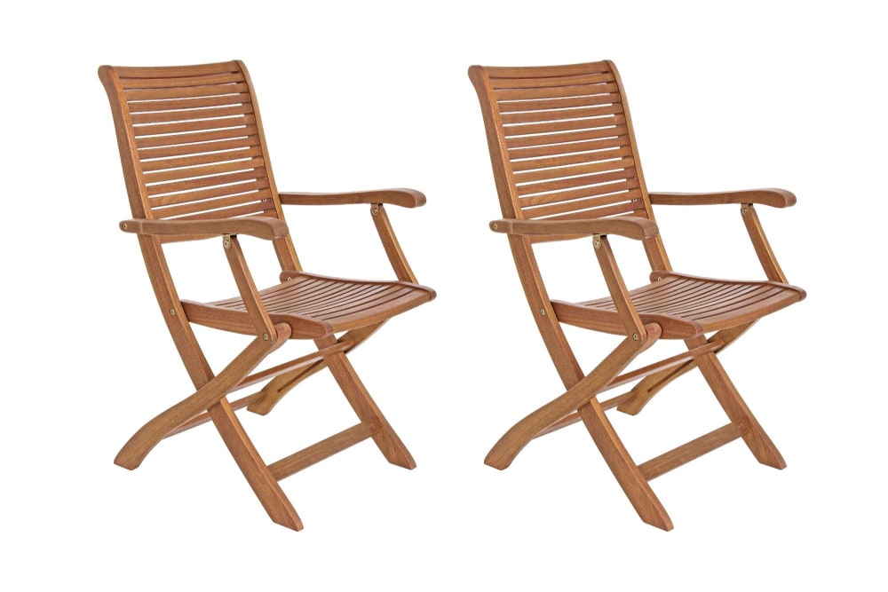 Lot de 2 fauteuils de jardin pliants en acacia
