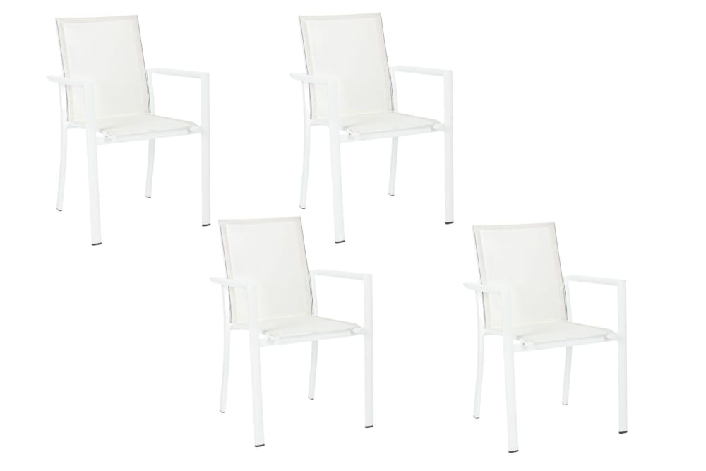 Lot de 4 chaises de jardin colorées en aluminium blanc