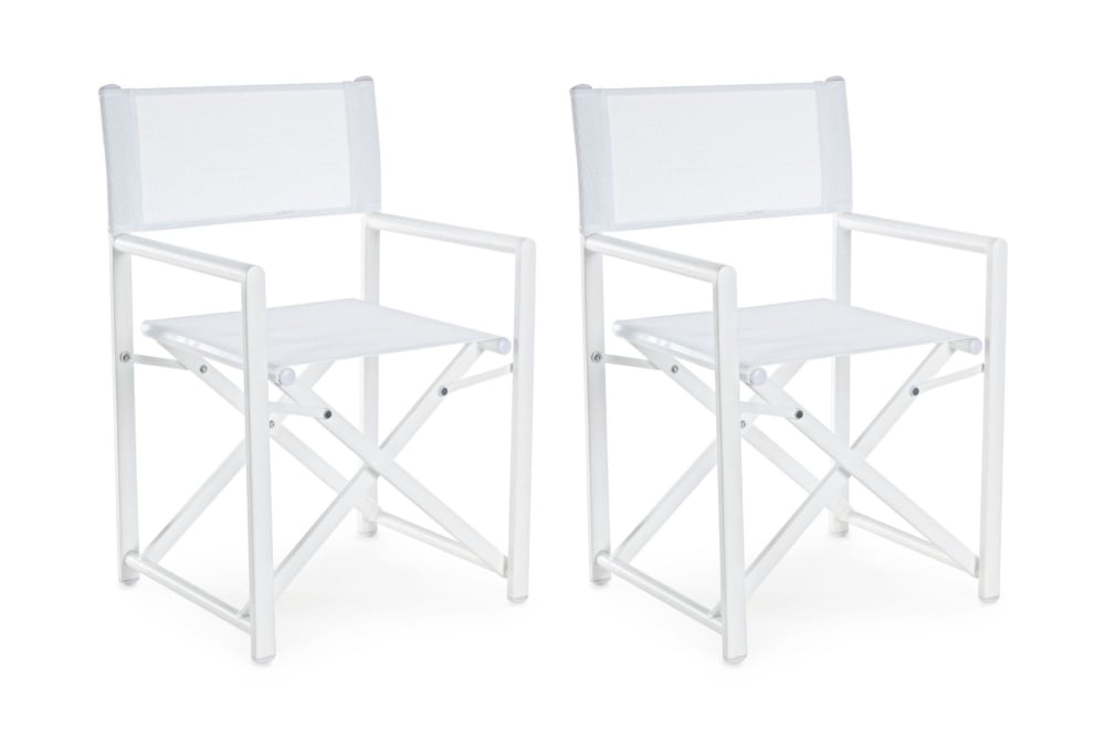 Lot de 2 chaises de metteur en scène pliables d'extérieur blanc