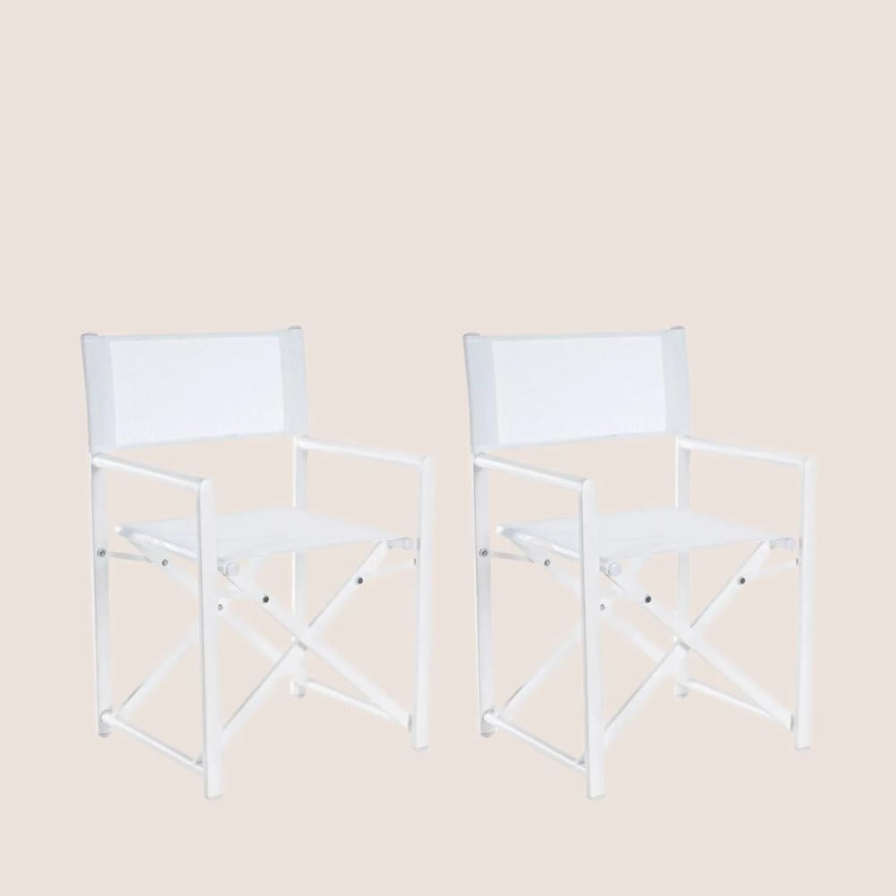 lot de 2 chaises de metteur en scène pliables d'extérieur blanc