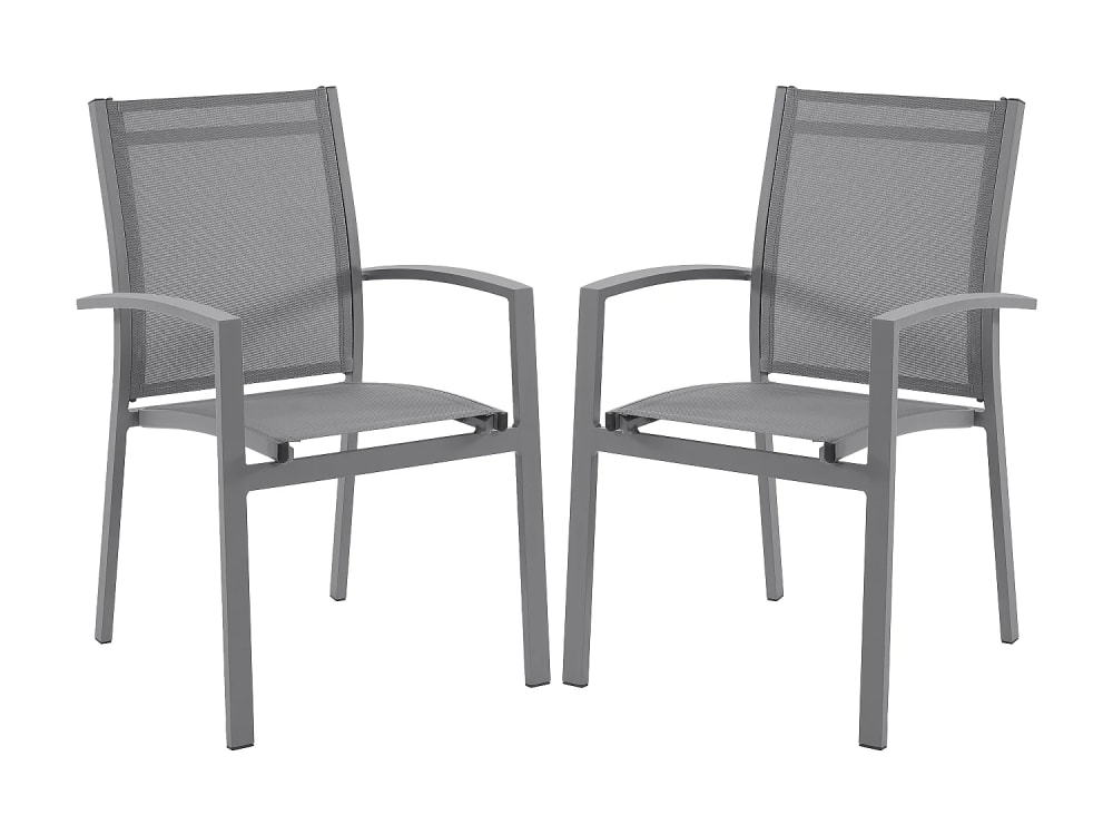 Lot de 2 fauteuils aluminium gris anthracite Lot de 2 fauteuils aluminium gris anthracite