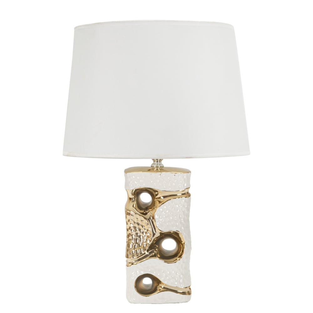 Lampe de table en céramique blanche et dorée Ø cm 30x43,5