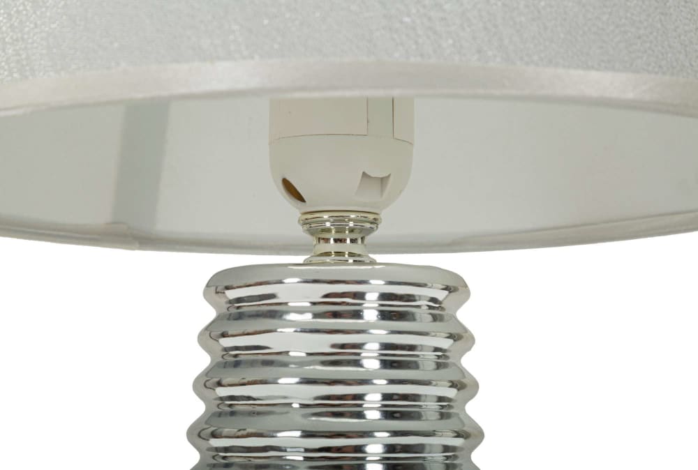 Lampe de table en céramique blanche et argentée ø 25x41 cm — vue 4