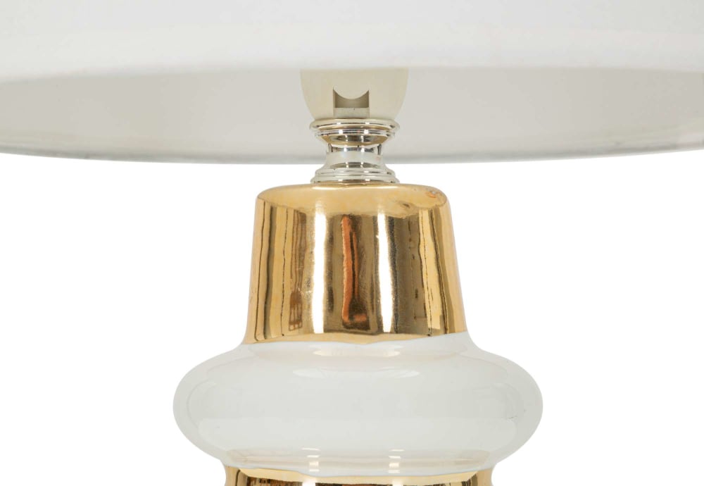 Lampe de table en céramique blanche et dorée ø 23x32 cm — vue 4