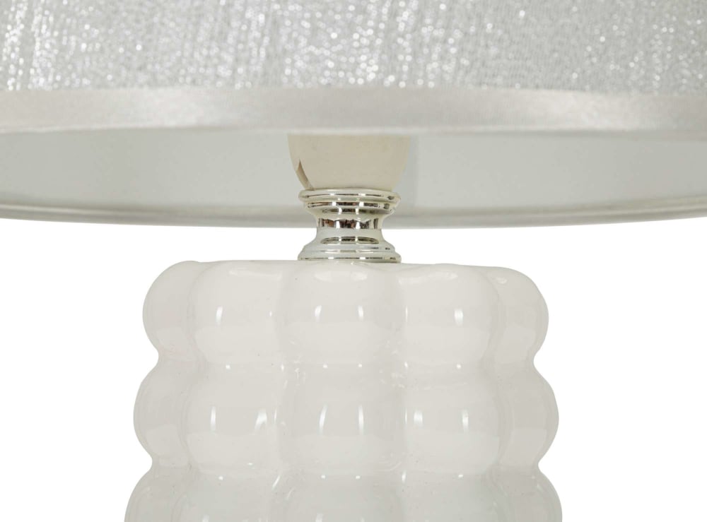 Lampe de table en céramique blanche et argentée ø 23x33 cm — vue 4