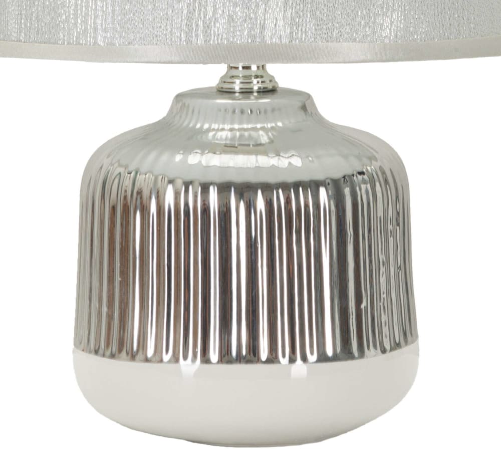 Lampe de table en céramique blanche et argentée ø 20x29 cm — vue 3