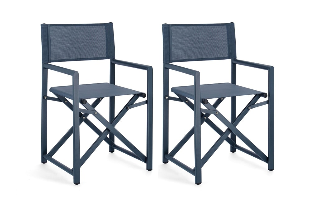 Lot de 2 chaises de metteur en scène pliables d'extérieur bleu marine