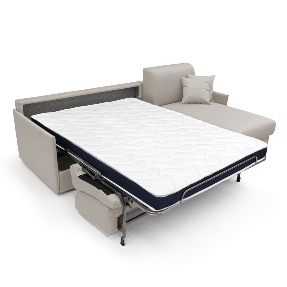 Canapé d'angle convertible tissu imperméable 232 cm gauche crème