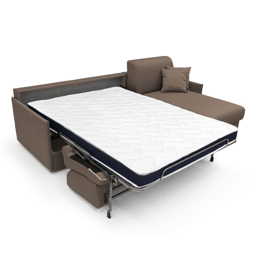 Canapé d'angle convertible tissu imperméable 272 cm gauche brun