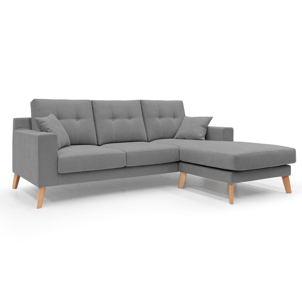 Canapé d'angle reversible en tissu imperméable T02 237 cm gris