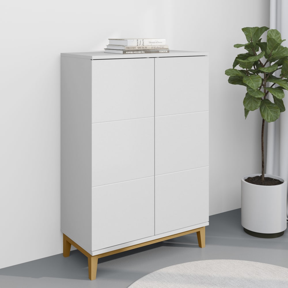 Loft24 Schrank mit 2 Türen in Holzoptik, weiß - Holz