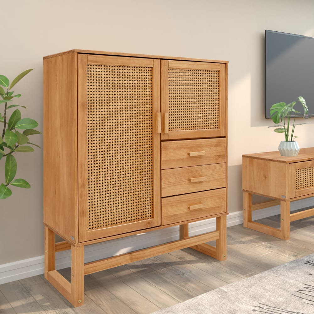 Armoire avec 2 portes et 3 tiroirs en pin