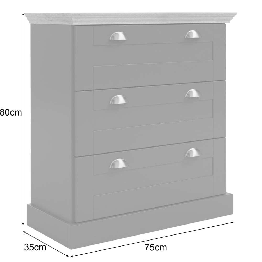 Kommode mit 3 Schubladen in Holzoptik, anthrazit - Maisons Du