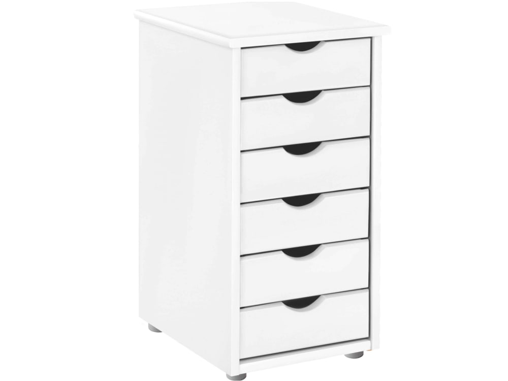Commode avec 6 tiroirs en pin blanc