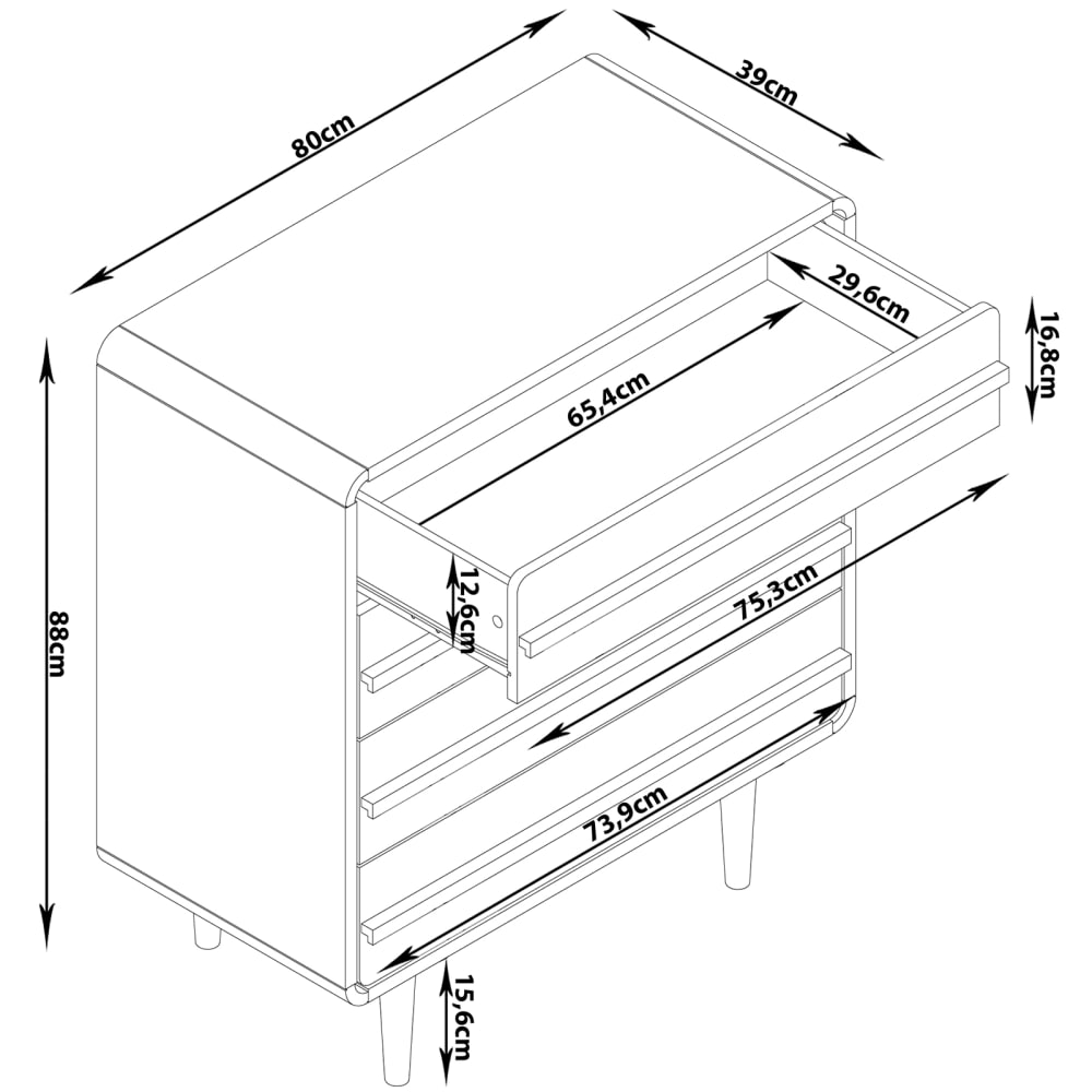 Kommode mit 4 Schubladen, grau/schwarz - Maisons Du Monde