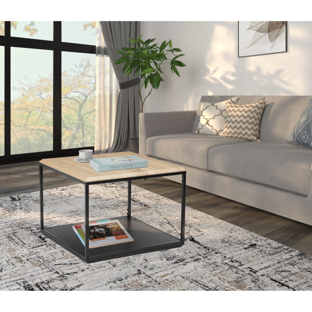 Loft24 Quadratischer Couchtisch in Eichenoptik, schwarz - Spanplatte