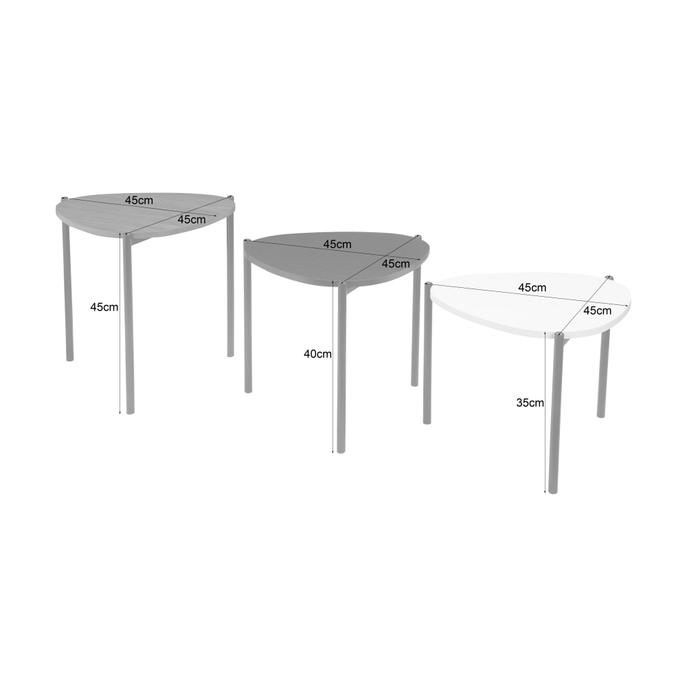 Couchtisch und Beistelltisch 3er Set in Holzoptik - Maisons Du