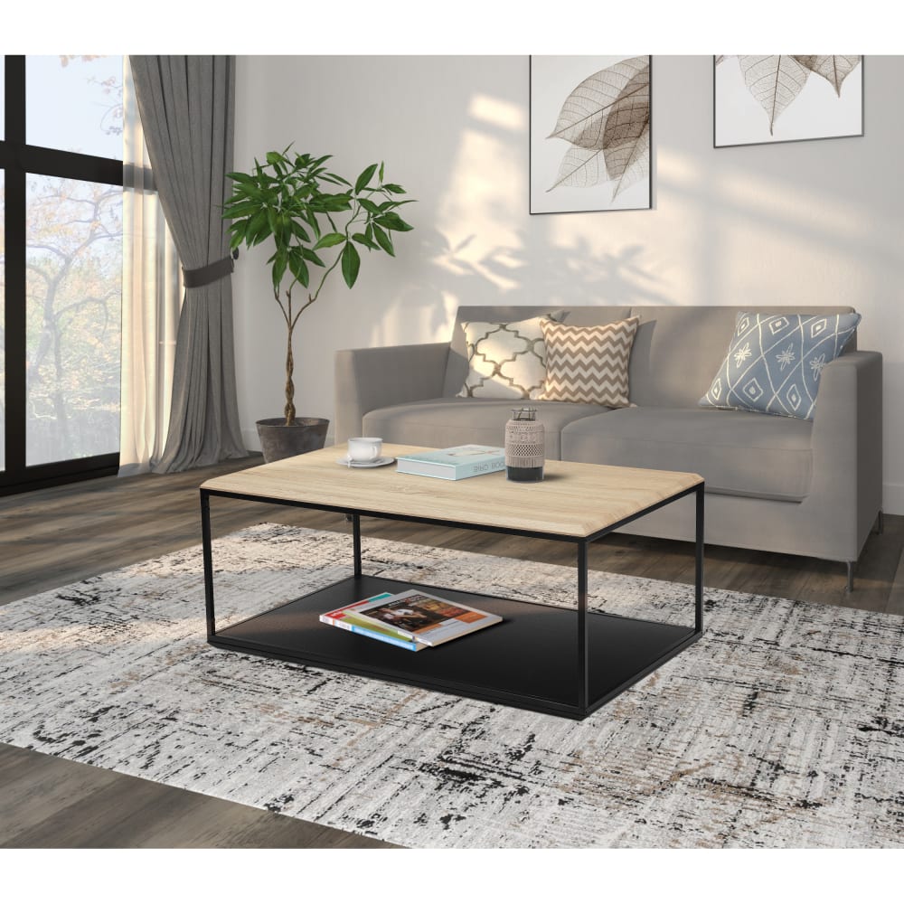 Loft24 Cauchtisch in Eichenoptik, schwarz - Spanplatte