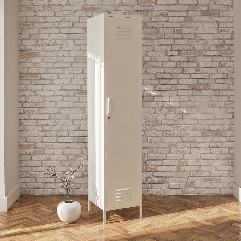 Dorel Home Hochschrank mit 1 Tür aus Metall, weiß - Metall