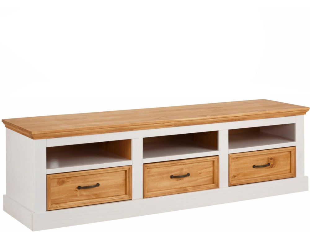 Meuble TV avec 3 tiroirs en chêne blanc