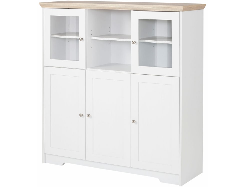 Buffet haut avec 5 portes effet chêne blanc