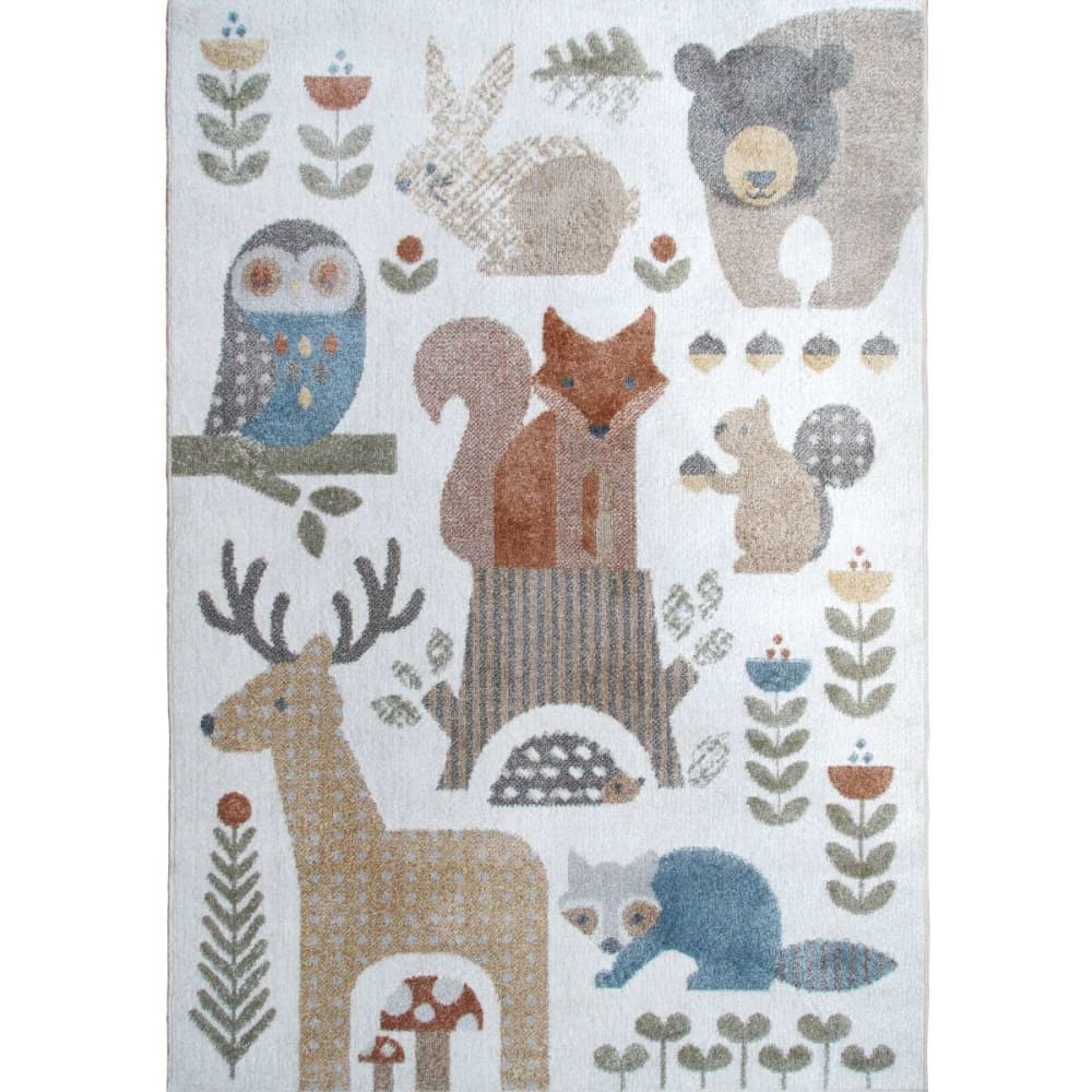 The Deco Factory Kinderteppich Waldmotiv grau gelb 100x150 style modern Pes - Polyester Kinder