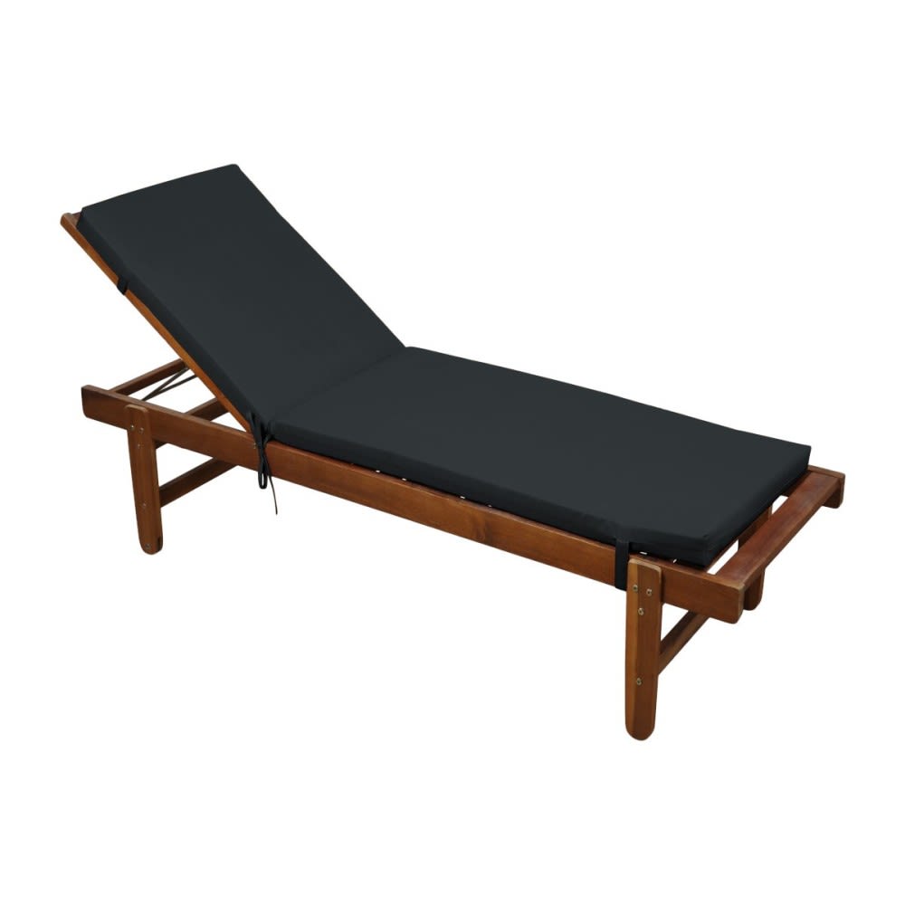 Coussin de bain de soleil 60x190x4 cm noir