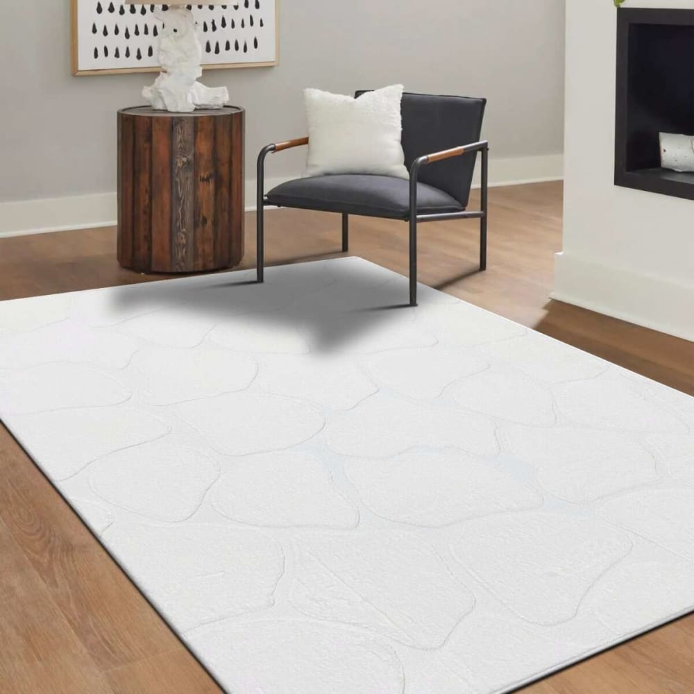 The Deco Factory Teppich mit weißem Reliefmuster, extraweich 190x290 style modern Öko-Tex Zertifikat - Pes - Polyester