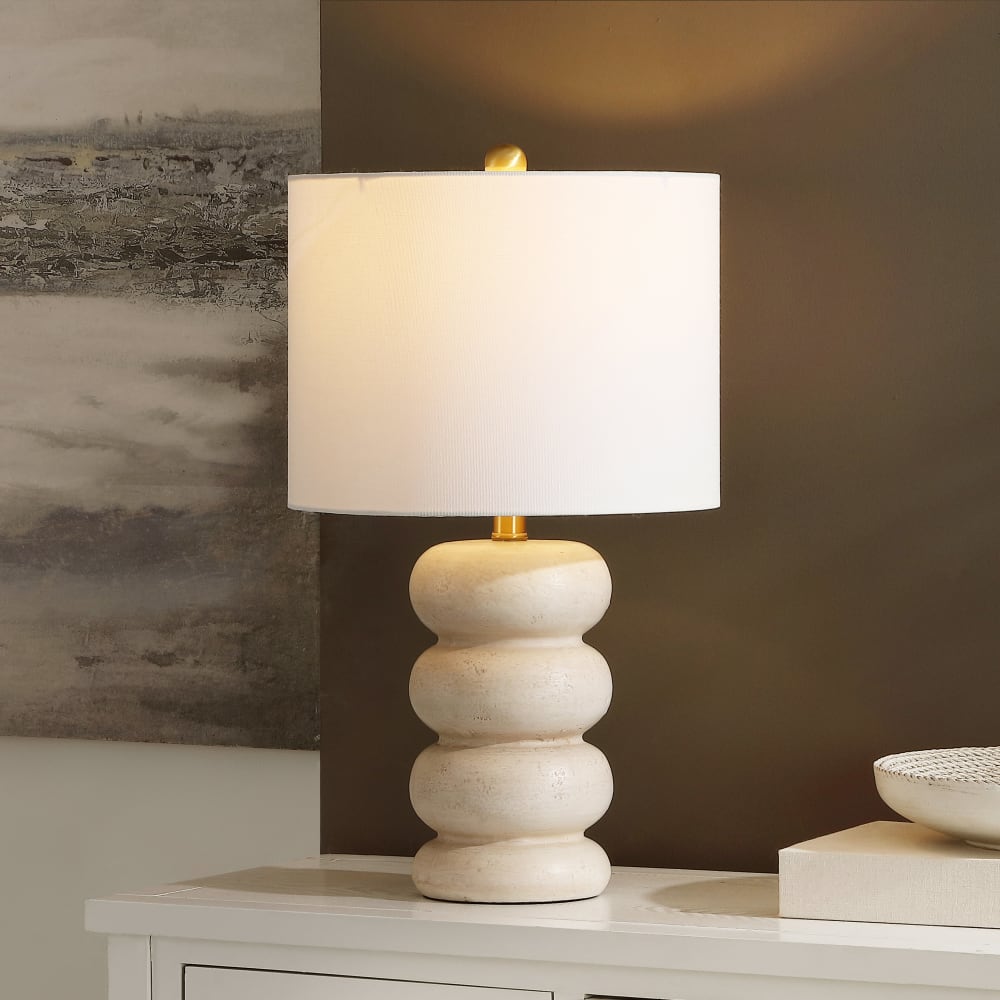 Lampe de table en céramique/tissu, crème — vue 3