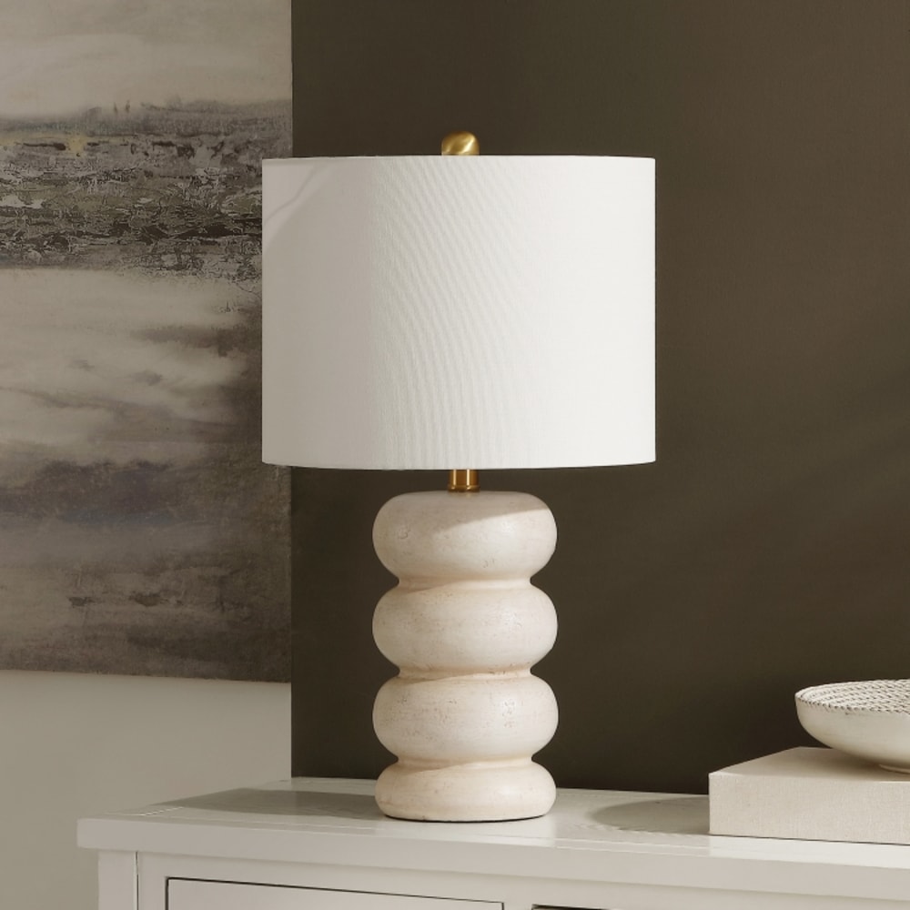 Lampe de table en céramique/tissu, crème — vue 4