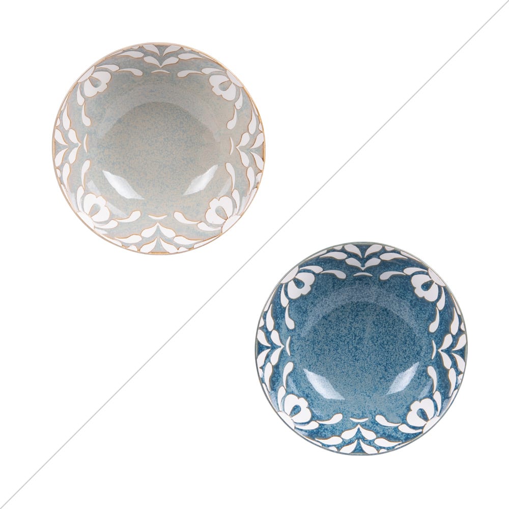 Lot de 2 assortiments de coupelles bleues en porcelaine 12 cm