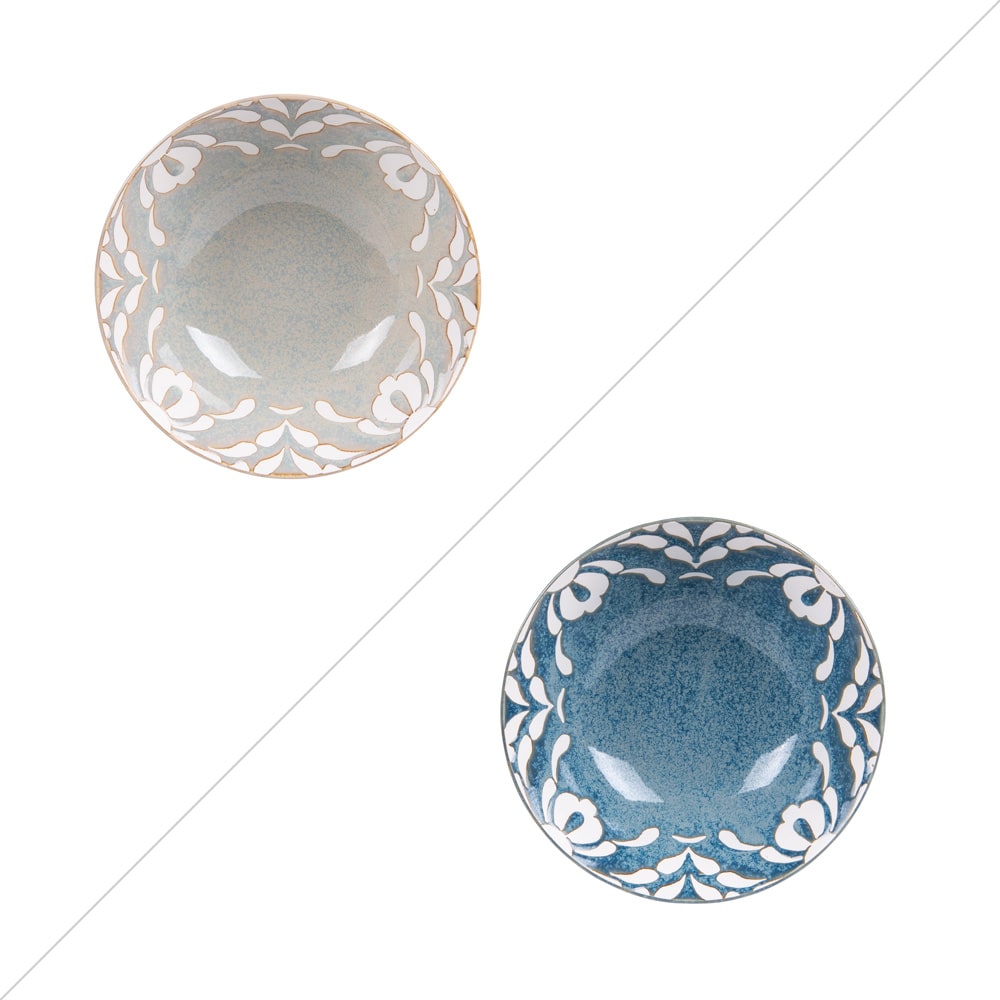 Lot de 2 coupelles 9 cm bleuses en porcelaine
