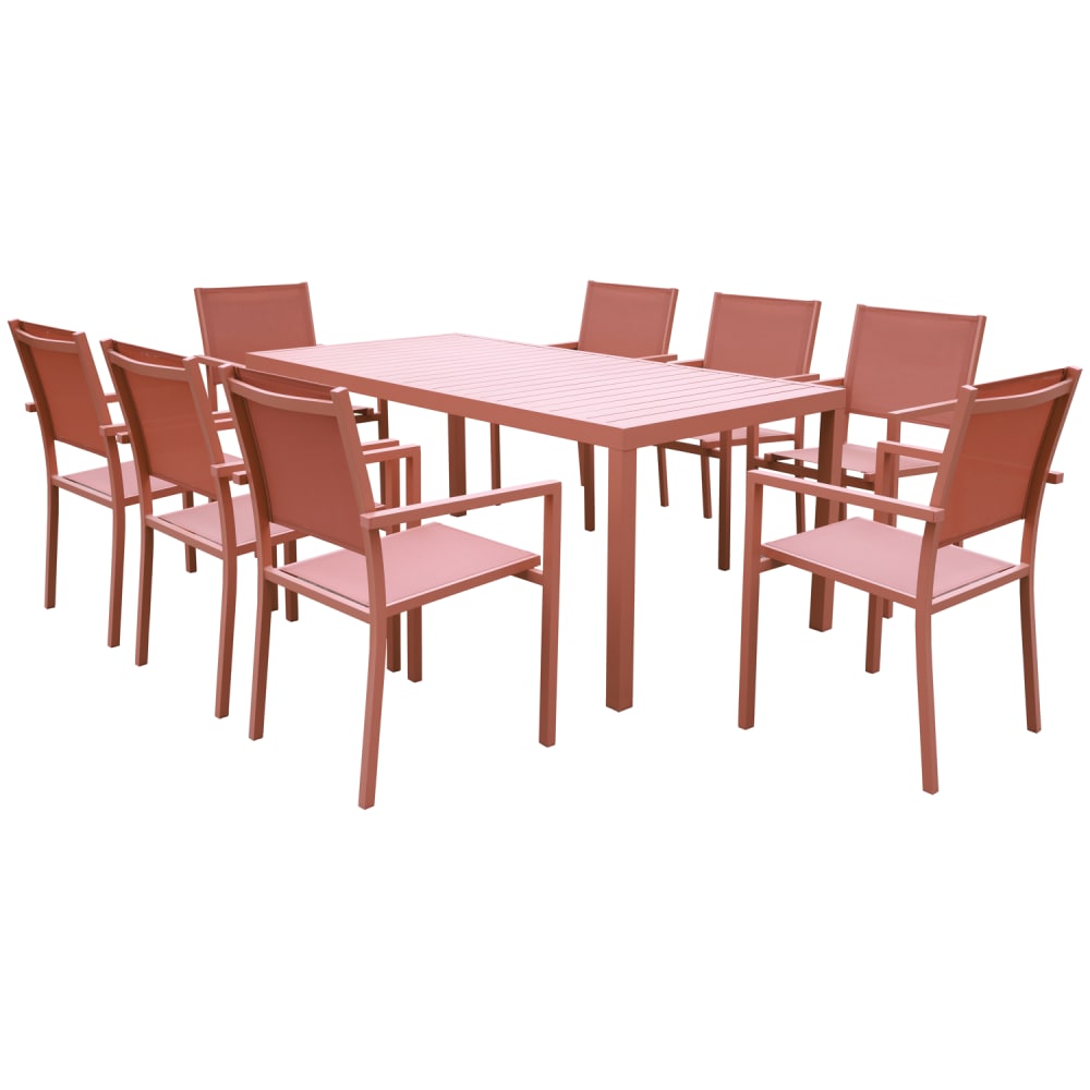 Salon de jardin table 182cm en aluminium terracotta