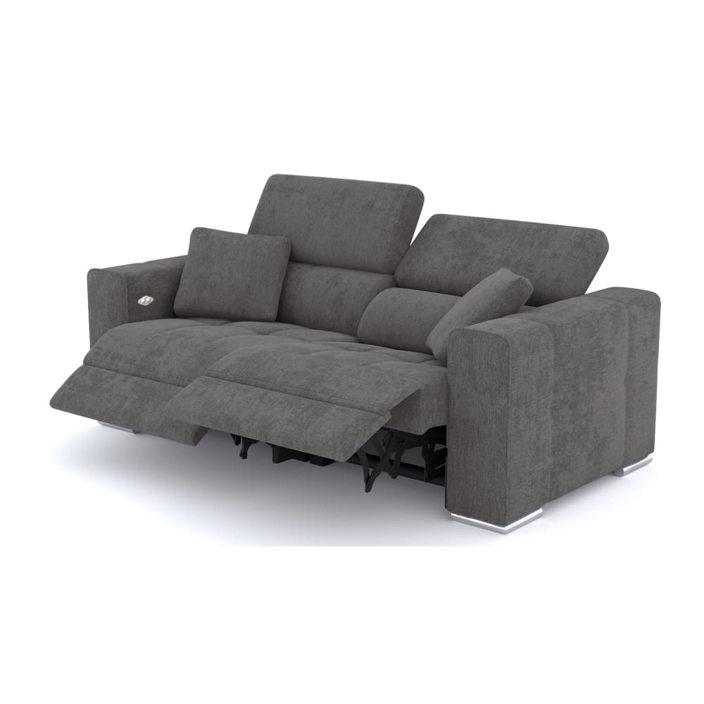 Canapé 3 places avec 2 relax électriques tissu gris foncé