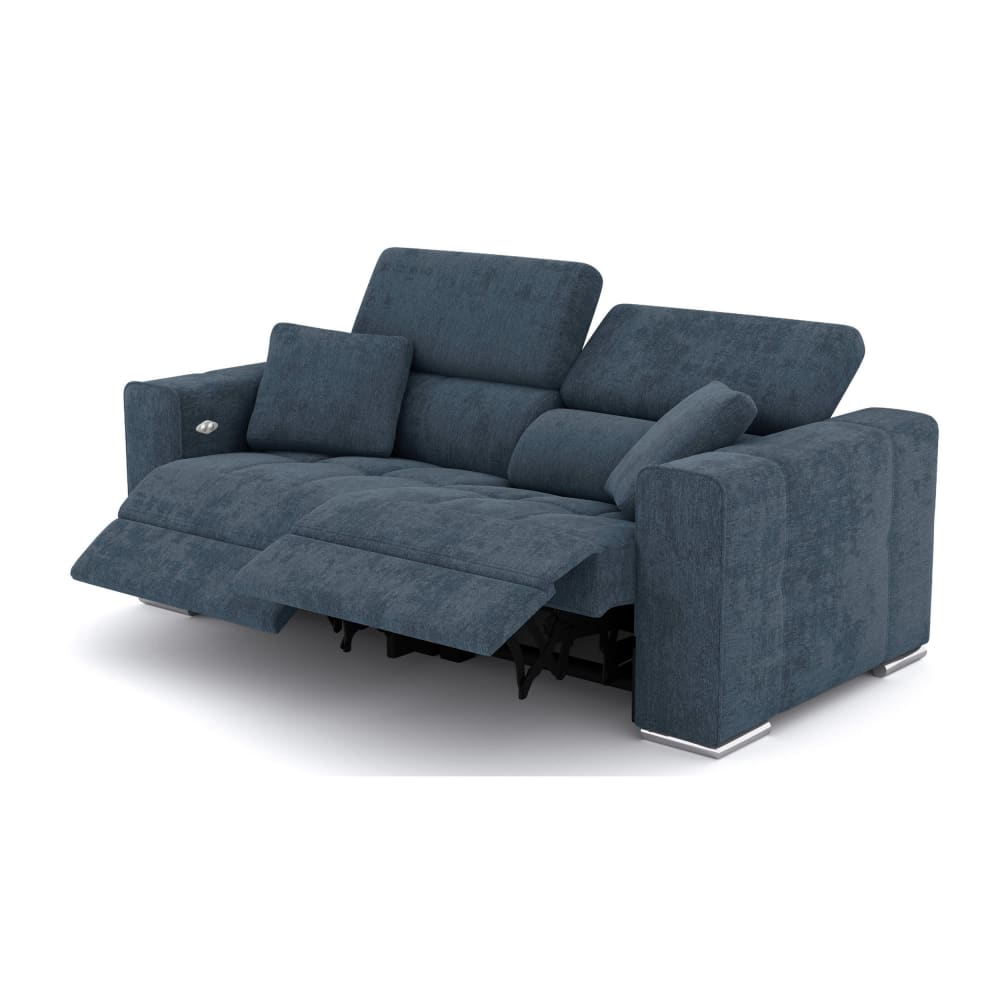 Canapé 3 places avec 2 relax électriques tissu bleu