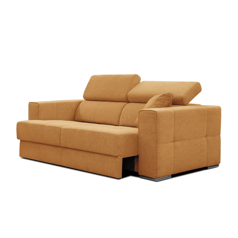 Canapé 3 places avec siège extensible, tissu orange