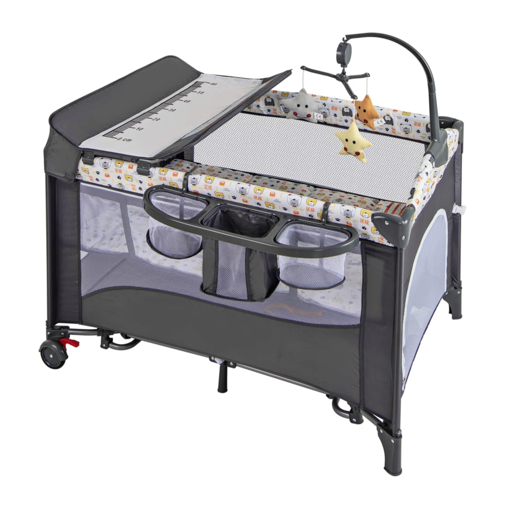 Giantex Reisebett aus Metall 110 × 76 × 82,5 cm, Grau GRAU METALL Baby