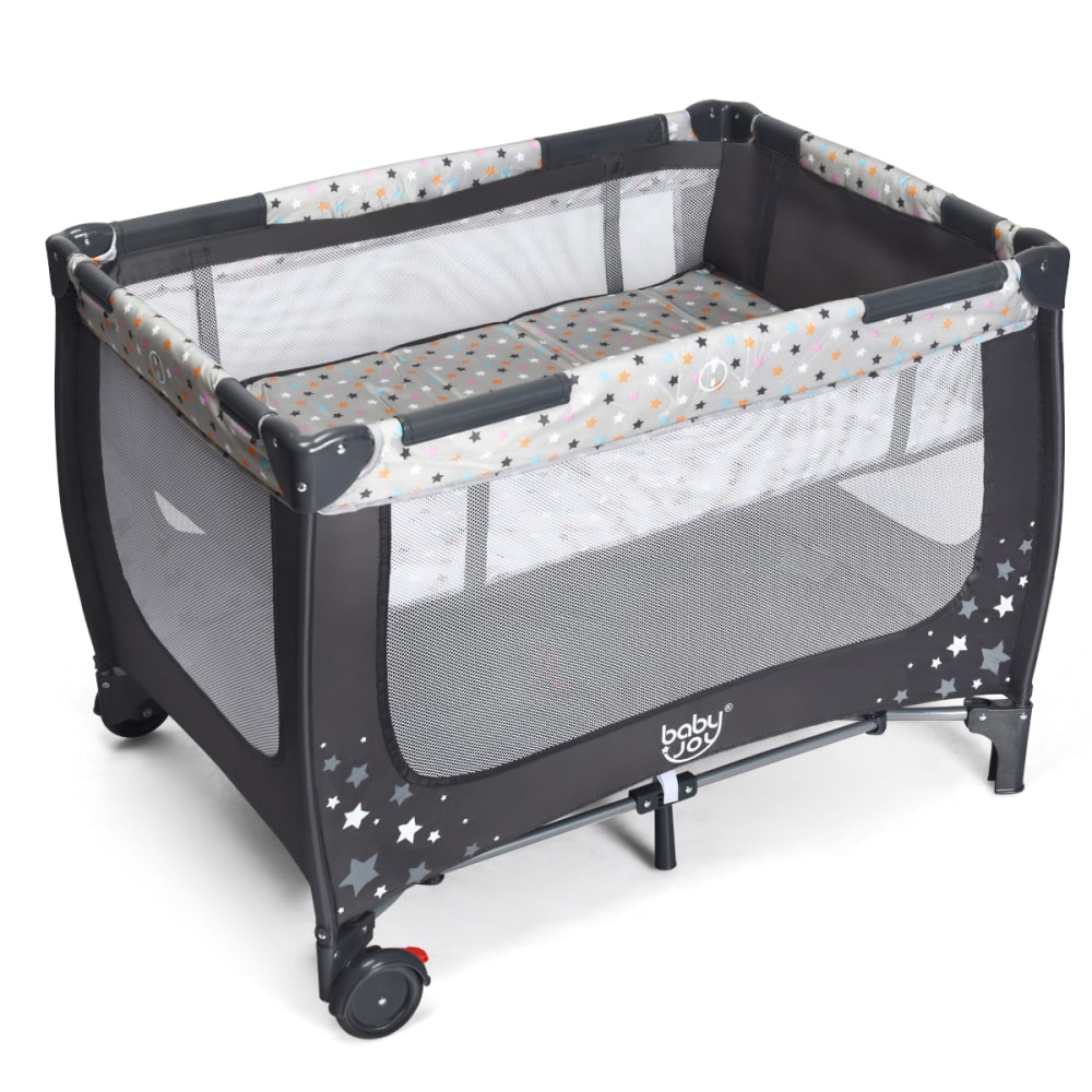 Giantex Babybett aus Metall 125 x 65 x 76 cm, Grau GRAU METALL Baby